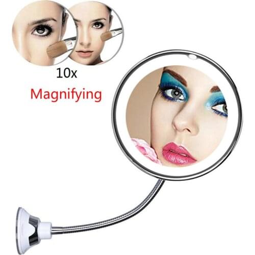 360 degree Flexible glow Makeup Mirror Lamp 10x Magnifying vanity Shaving Mirror with LED light bathroom bedroom lamp night lamp