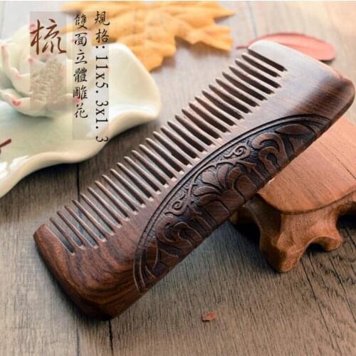 ZGTGLAD Pocket Wooden Comb Natural Black Gold Sandalwood Super Narrow Tooth Wood Combs No Static Lice Beard Comb Hair Styling
