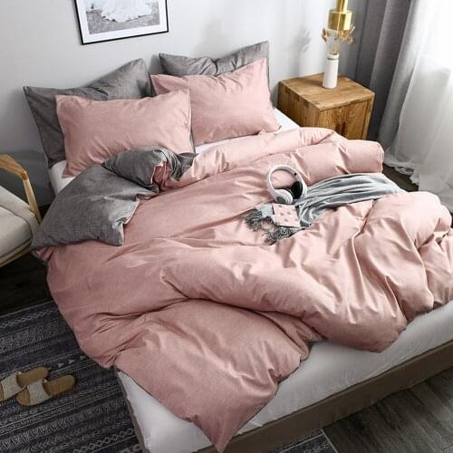 Classic Solid color bedding set bed linen duvet cover sets sheet European size king queen 4 colors gray blue pink green
