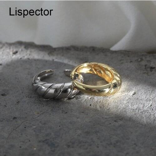 Lispector 925 Sterling Silver Korean Simple Ox Horns Ring for Women Minimalist Shofar Rings Party Rock Unisex Couple Jewelry