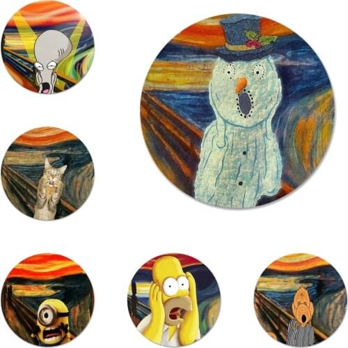 Scream by Munch Funny Arting cat Icons Pins Badge Decoration Brooches Metal Badges For Backpack Decoration