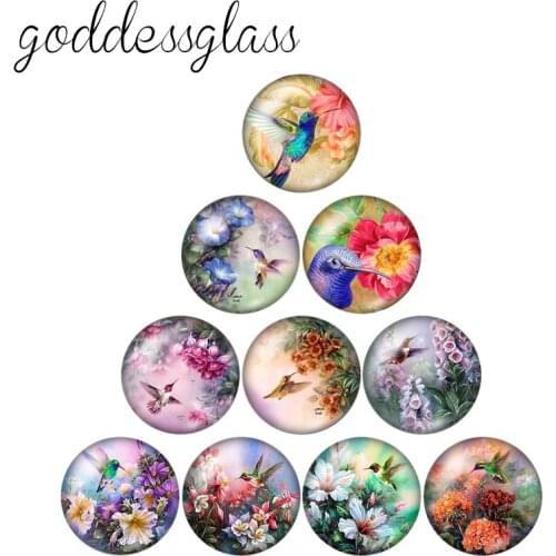 Fashion Butterfly dragonfly Birds Animals 10pcs 12mm/18mm/20mm/25mm Round photo glass cabochon demo flat back Making findings