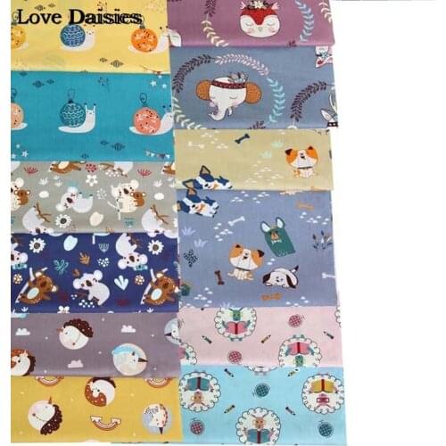 Cartoon Elephant Snail Koalas Unicorn Sheep Duck Dog Robot 100% Cotton Twill Fabric for Bedding Sheet Quilt Cushion Clothing Top