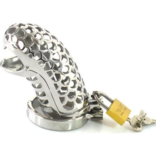 Male Penis Lock Cage Stainless Steel Chasity Belt Lock Device Cock Ring Bird Restraint Stretcher BDSM Adult Game Sex Toy for Men