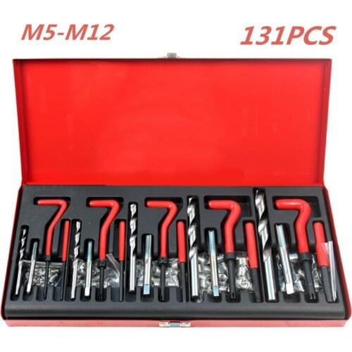 Engine Block Restoring Damaged Thread Repair Tool Kit M5 M6 M8 M10 M12 for Helicoil Car Repair Tools Coarse Crowbar 131 Pcs/set