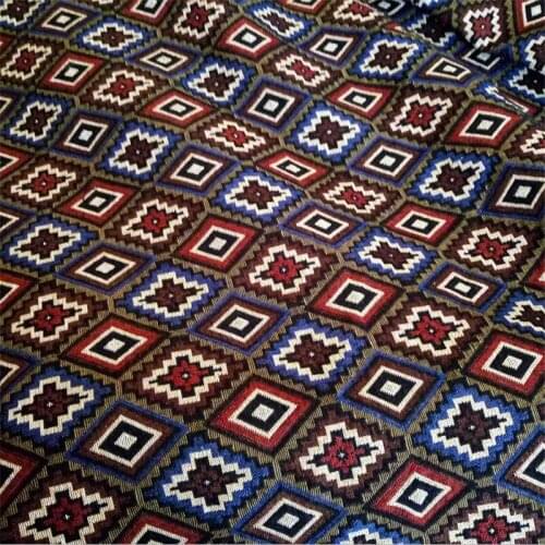 NF32 100*150cm Grid Cotton Linen Cloth Fabric Cushion Cover Fabric For Shoe Textile Sewing Geometry Fabric Home Decoration Cloth