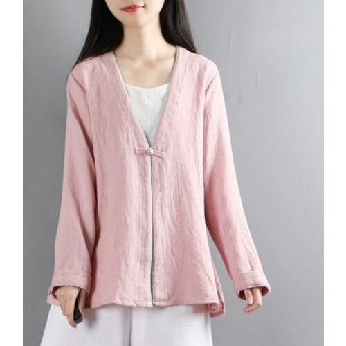 Online Chinese Store Women Clothes 2020 Chinese Shirt Blouse Qipao Long Flare Sleeve Baggy Clothes For Women Hanfu 10221