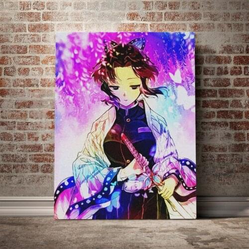 Manga Anime Demon Slayer Shinobu Poster Framed Wooden Frame Canvas Wall Art Decoration prints for living room Home bedroom decor