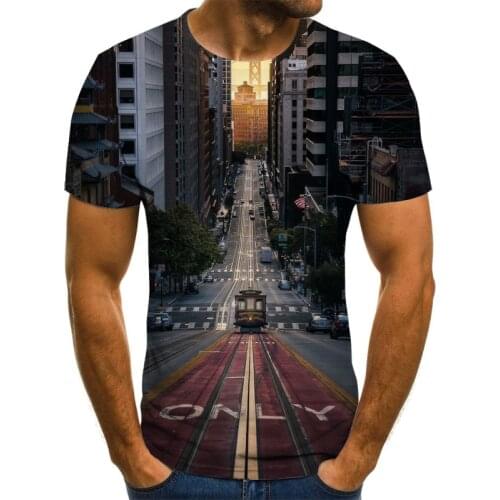 Popula 3D digital printing funny punky T-shirt a hot seller of slim fit, short-sleeved shirt tops in Europe/ America