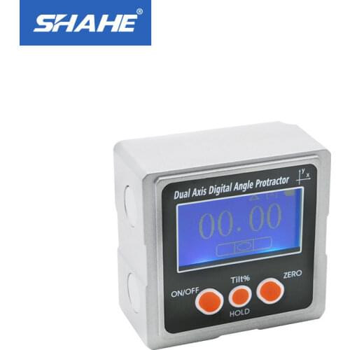 SHAHE Metal Dual axis Digital Angle Gauge With 3-sides magnets Electronic Protracor With backlight Inclinometer Angle Tools