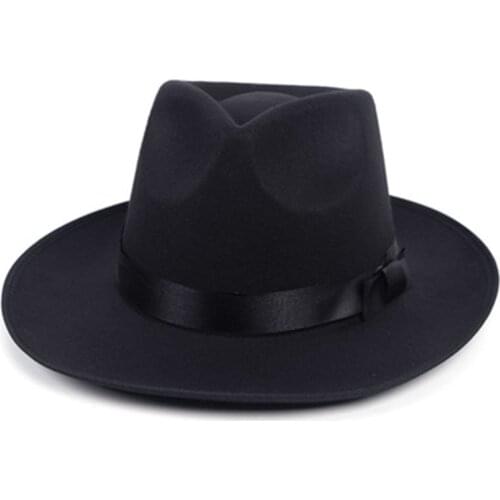 Fedora hat retro top hat woolen British jazz hat male Michael Jackson hat autumn and winter unisex big brim hat