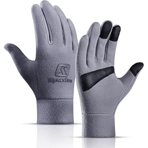 Outdoor winter thickening men and women skiing cold warm touch screen sports bike riding plus velvet all-fingered gloves