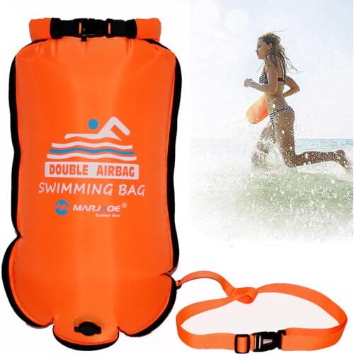 Water Sport 20L Inflatable Swim Buoy Dry bag Double Air Bag With Waist Belt Storage Safety Pouch For Swimming Tow Float Dry Bags