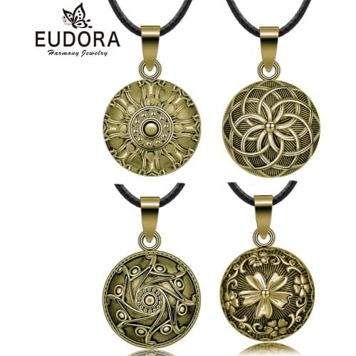 Eudora 21mm Vintage Bronze Mixed Ball Pendant Necklace Mexican Bola Sound Harmony Chime Ball Pregnancy Bola Necklace for Women