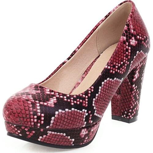 2020 Women 9cm High Heels Shoes Office red Snake Print Snakeskin women shoes high heel туфли женские 2019 Plus Size 34-43 Shoes