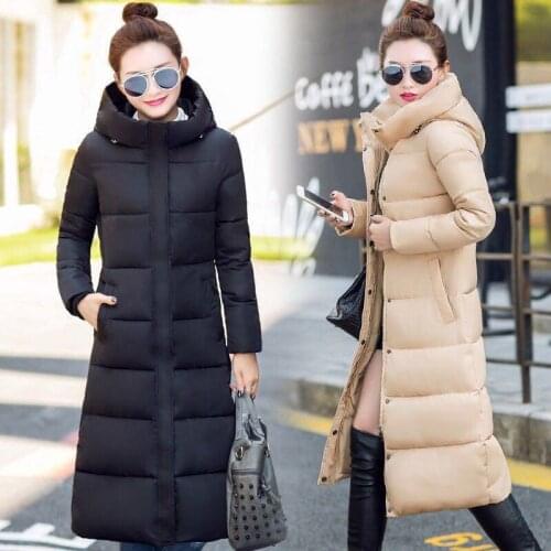 Women winter bubble coats down long padded clothes solid color black jacket puffer warm thick winter parkas