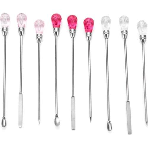 3Pcs/Set Muddler Poke Needle Spoon Tool Set for Beads Professional Silicone UV Resin Mold Epoxy Jewelry Making Nail Art Tools