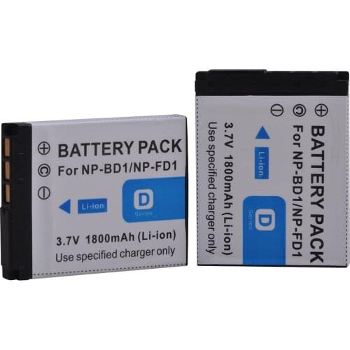 2Pcs PowerTrust 1800mAh NP-BD1 NP-FD1 NP BD1 NP FD1 BD1 FD1 Battery for Sony T300 TX1 T900 T700 T500 T200 T77 T900 T90 T70 T2