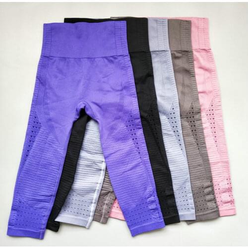 3rd Generation High Waist Energy Seamless Cropped Leggings Fitness Clothing Gym Capri Pants Women Solid Workout Athletic Trouser