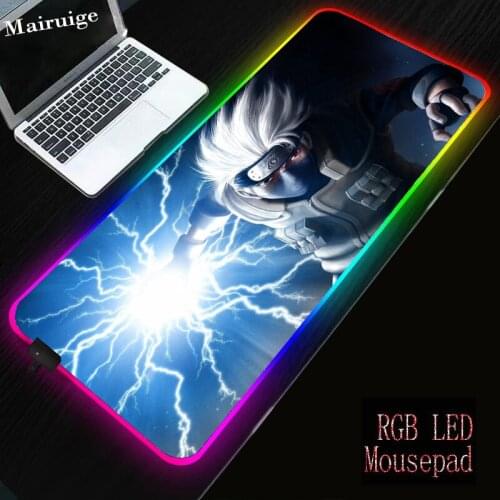 Mairuige Large RGB Mouse Pad Precision Black Lock Edge Anime Naruto Computer Family Table Mat Rubber Non-slip for Lol Csgo Gamer