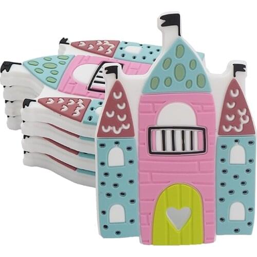 Chenkai 5PCS BPA Free DIY Silicone Castle Teether Chewable Pendant Nursing Teething Necklace Baby Pacifier Dummy Gfit Teether