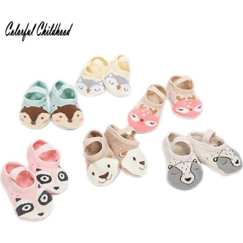 Baby Wool Short Floor Socks Cartoon Animals Pattern Printed Cute Winter Shoes Infant Socks Cotton Children Sokken Baby skarpetki