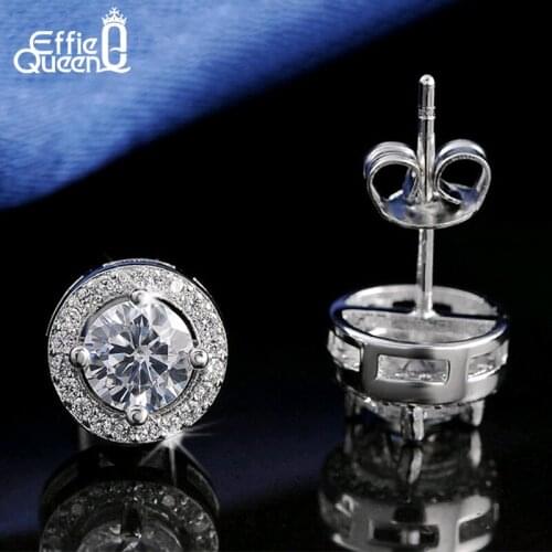 Effie Queen 2019 Fashion New Hot Popular Luxury Zircon Stud Earrings Elegant Rose Gold-Color Earrings for Women DE104-R-W