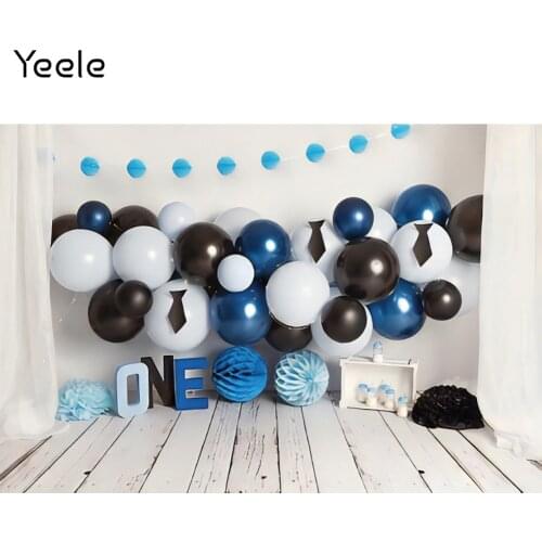 Yeele Baby 1st Birthday Backdrop Photocall Balloon Wood Floor Banner Background Photo For Photography Studio Shoot Photographic