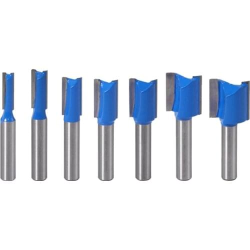 F1CA 7x Grooving Milling Cutter 2 Edged 8mm Shank Straight Woodworking Router Bit Set Cutting Dia 6mm-20mm for Lathe Machine