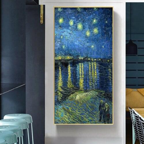 Impressionist Starry Night By Van Gogh Famous Canvas Paintings Reproductions Landscape Wall Posters for Living Room