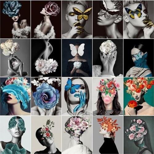 AZQSD Painting By Number Canvas Kits Flower Girl 40x50cm Handmade Gift DIY Adult Coloring By Numbers Portrait Home Decoration