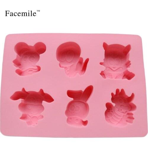Rabbit Tiger Snakes Rats dragon Fondant Zodiac Silicone Cake Chocolate Soap Cookie Cutter Cake Christmas Decorating Tools