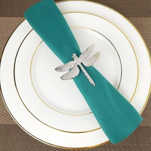 LBER 6PCS Dragonfly Napkin Ring DIY Hotel Wedding Banquet Table Display Metal Napkin Buckle Christmas Decoration
