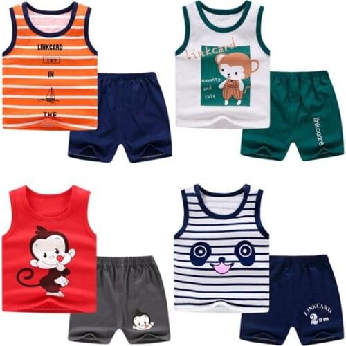 Fashion Summer Baby Boys Clothes Cotton Infant Vest Tops + Shorts Sets Boys Girls Clothing Outfits Tracksuits Children Costume