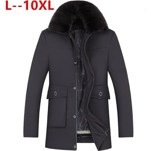 Plus 10XL 8XL 6XL Winter Jacket Men Fashion Casual Slim Thick Warm Mens Coats Parkas With fur collar Long Overcoats Male Clothes