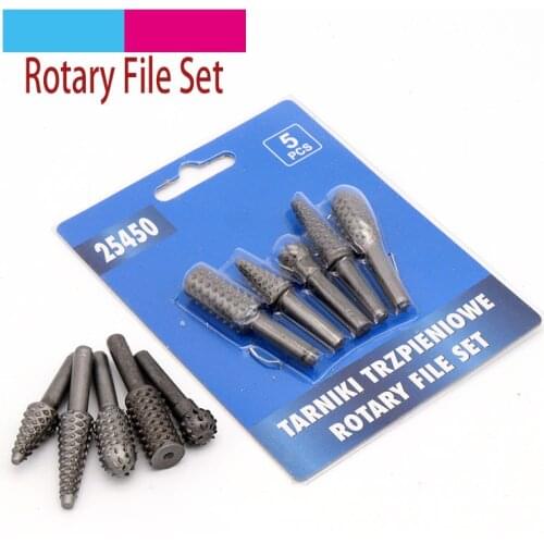 5pcs 6mm Shank Rotary Burr Wood Rasp File Drill Bits Set For Woodworking Profiled Wood Carving Tools Embossing Rotating Knives
