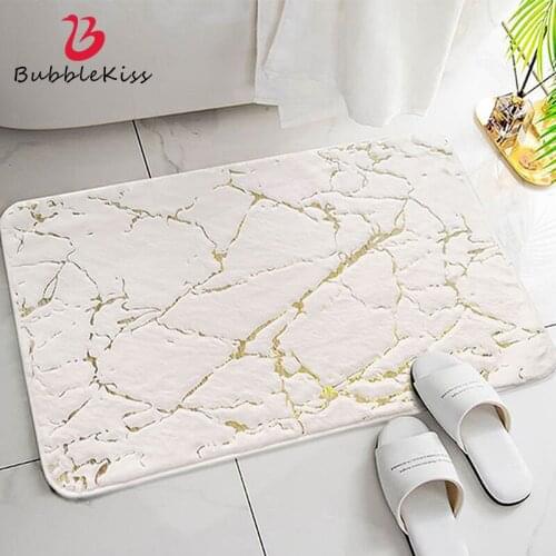 Bubble Kiss Non-Slip Mat in The Bathroom Faux Fur Rabbit Bath Mat Absorbent Shower Bathroom Carpet Soft Floor Rug Home Decor