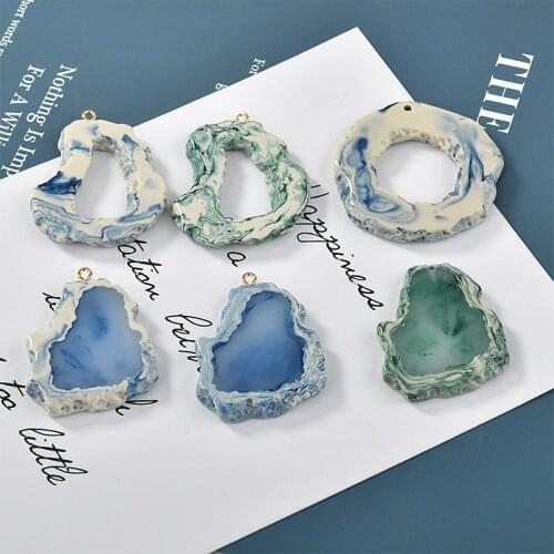 Newest 20pcs blooming rock texture shaped oval resin DIY handmade earrings jewelry material accessories floating ornament charms