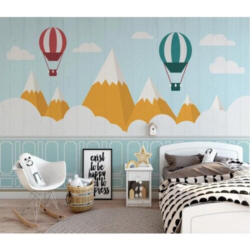 Custom wallpaper vintage British style hot air balloon background wall-high-grade waterproof material