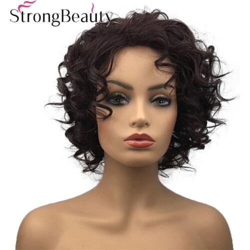 StrongBeauty Short Curly Hair Wigs Synthetic Hair Heat Resistant Cosplay Wig for Women #2-99J Color