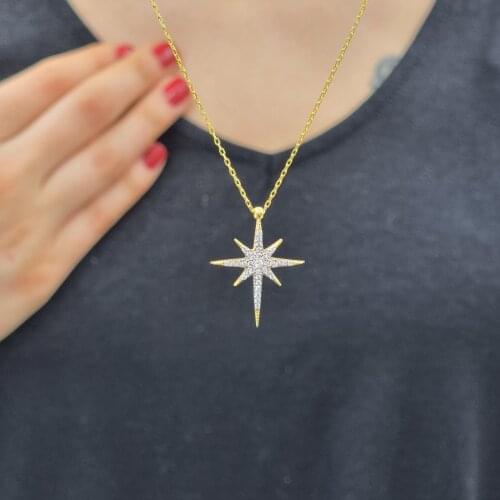 Polar Star 925 Sterling Silver, Gold, Rose Plated Zircon Necklace For Women Girls Handmade Fashion Jewelry Elegant Minimalist