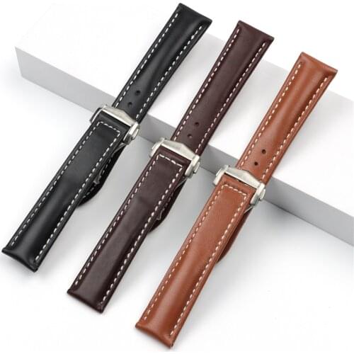20mm Genuine Leather WatchBand For Omega Watch Strap Seamaster300 DE VILLE AT150 AQUA TERRA 150 Belt Folding Buckle Accessories