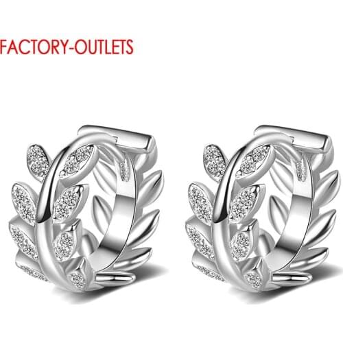 Real 925 Sterling Silver Simple Tree Branches Circle Fashion Hoop Earrings For Women Girls Wedding Statement Jewelry Arete