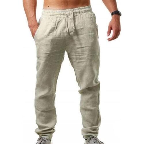 Plus Size 3XL Streetwear Men Pants Spring Summer Cotton Linen Thin Breathable Joggers Men Casual Solid Trousers Men HipHop Pants