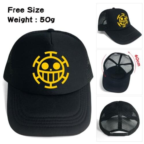 One Piece Anime Skull Straw Hat Luffy Trafalgar D Water Law Gift Cartoon Men Women Boys Girls Mesh Base Ball Cap Hat Cosplay