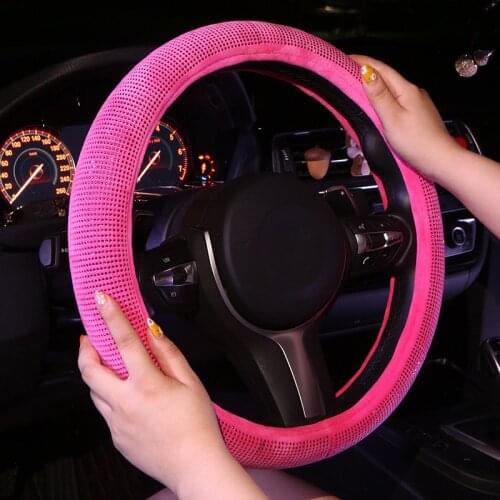 Rhinestone Car Steering Wheel Covers Shoulderpad Covers Crystal Auto Gear Cover Car Interior Accessories For Women Girls