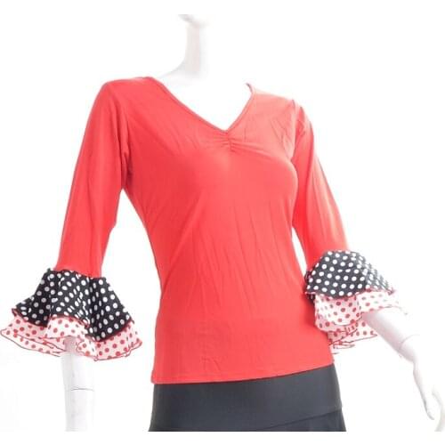 Dance Costume in Spain fulangmingge V sleeve double lotus modern dance practice jacket 009A