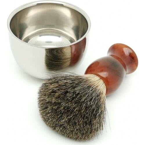 TEYO Pure Badger Hair Shaving Brush and Shaving Bowl Set Perfect for Shave Cream Double Edge Razor