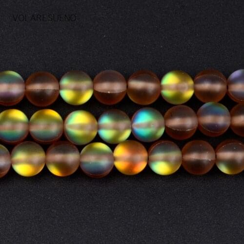 Dull Polished AB Coffee Austrian Crystal Matte Stone Round Loose Beads 15” Pick 6-12mm Spacer Beads For Necklace Jewelry Making