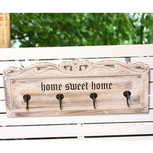 Zakka selling home decor wood vintage American creativity paragraph 4 Hooks Wall YC1138